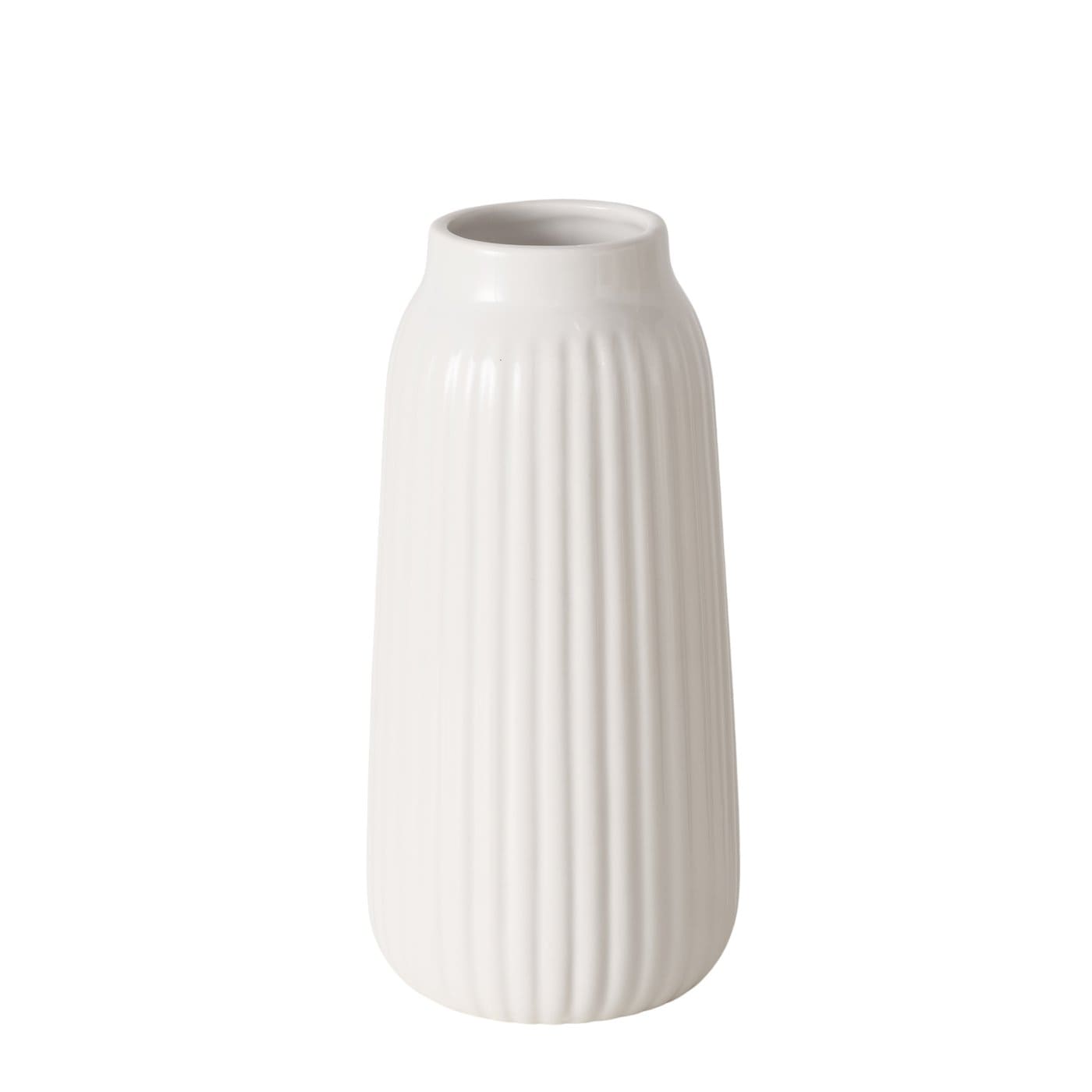 MILVANA VĀZE H22CM/D11CM, 3 KRĀSAS - BALTA/BRŪNA/PELĒKA, KERAMIKA