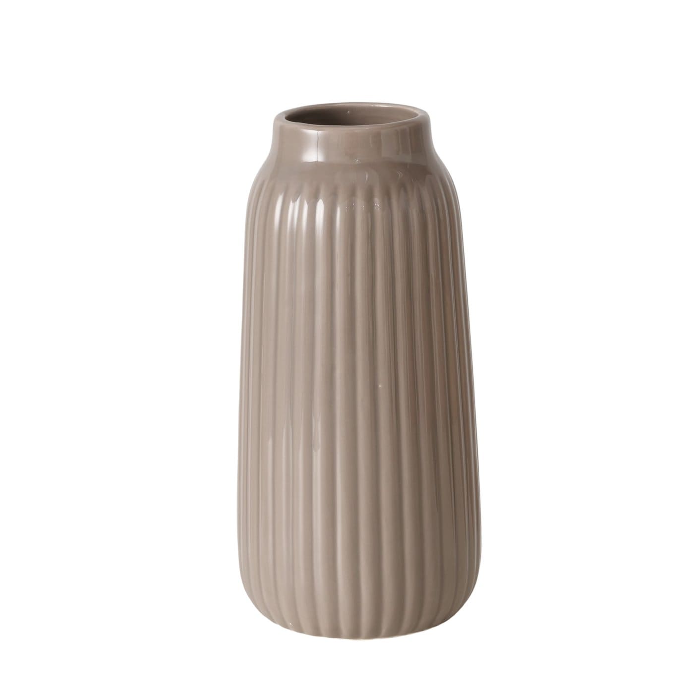 MILVANA VĀZE H22CM/D11CM, 3 KRĀSAS - BALTA/BRŪNA/PELĒKA, KERAMIKA