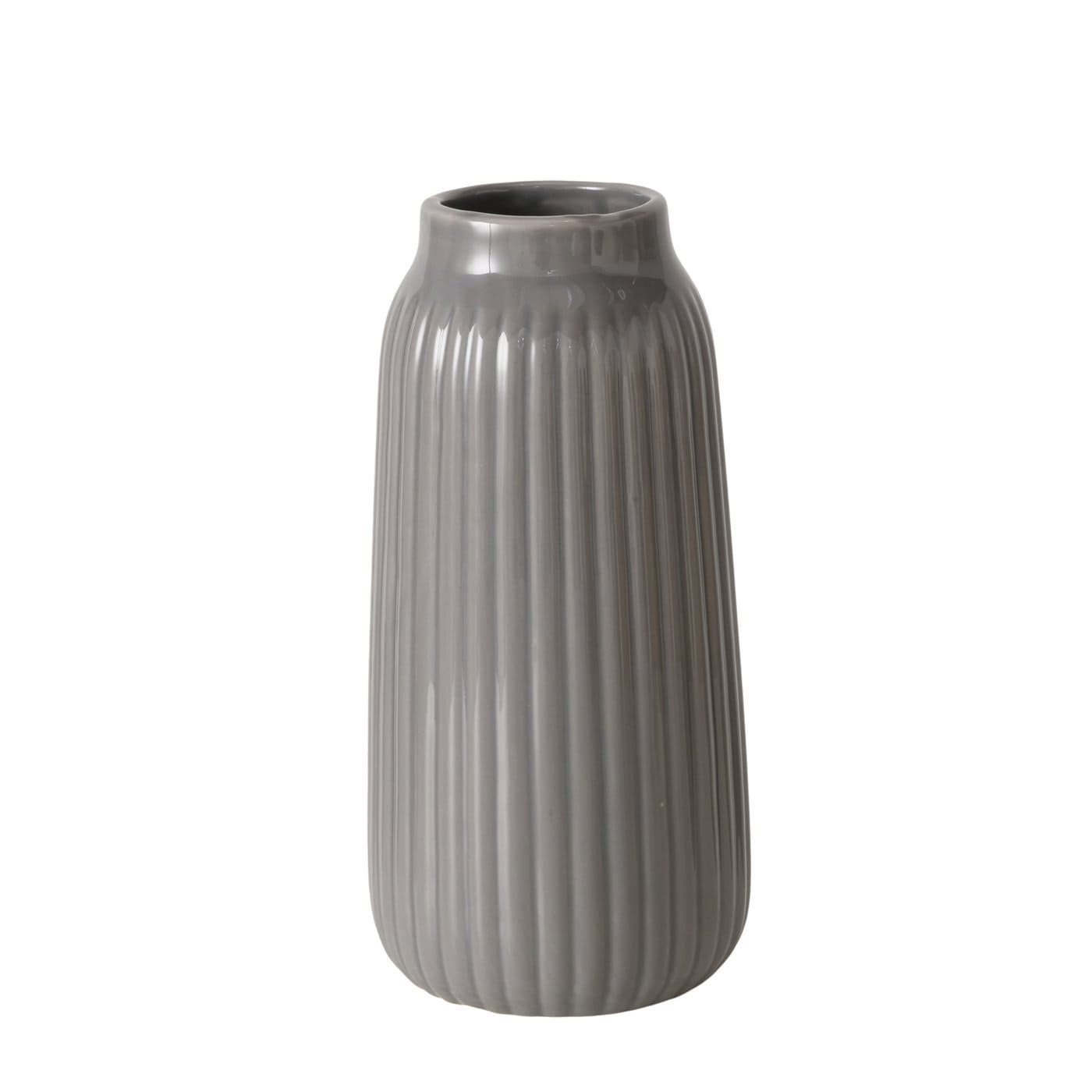MILVANA VĀZE H22CM/D11CM, 3 KRĀSAS - BALTA/BRŪNA/PELĒKA, KERAMIKA