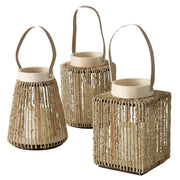 NISTA LED LATERNA H22CM, 3 VEIDI, BRŪNA, MATERIĀLU MIKS