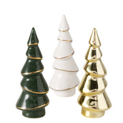 DEKORATĪVA FIGŪRA-EGLĪTE H10CM 3 VEIDI, BALTA/ZAĻA/ZELTA, KERAMIKA