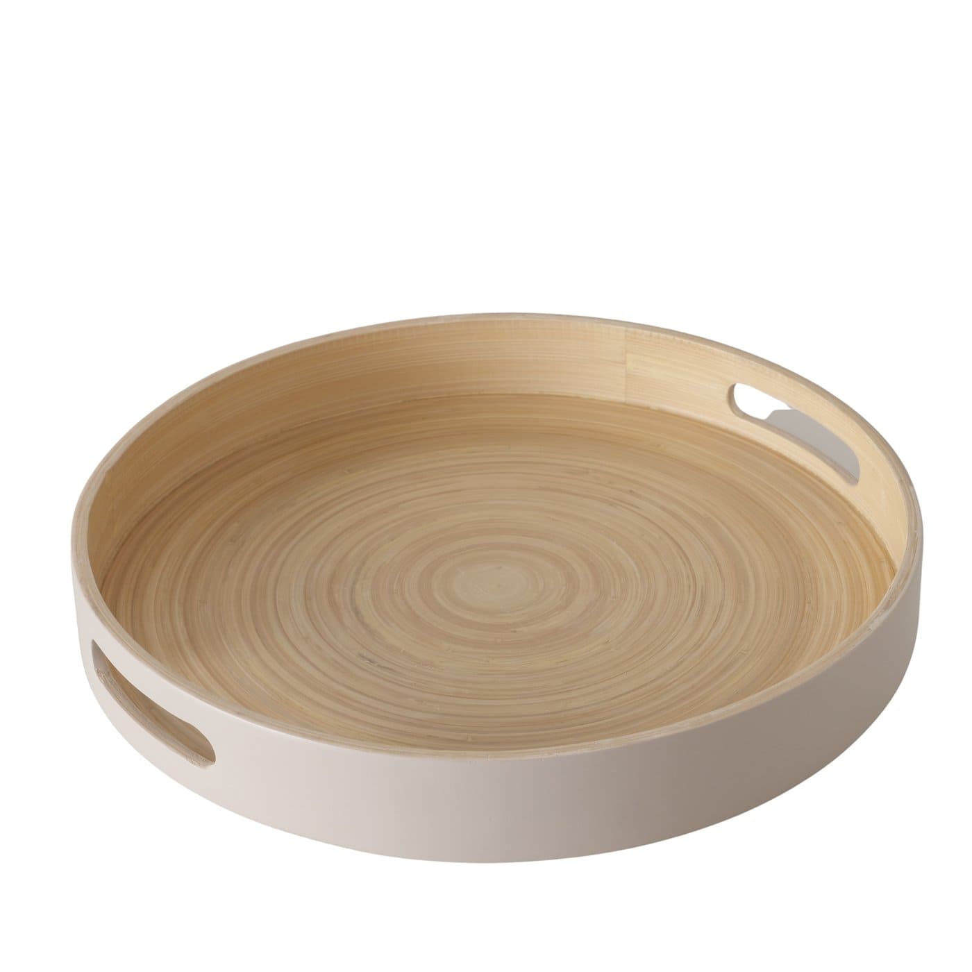 BAMBO PAPLĀTE D35.4CM, H4.8CM, BĒŠA/BALTA, BAMBUSS