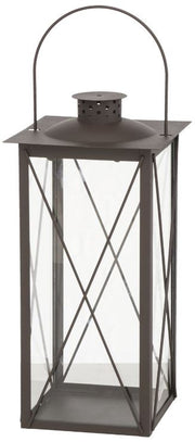 FAROL LATERNA SVECEI IEKŠTELPĀM H36CM, 17X17CM, BRŪNA, METĀLS/STIKLS