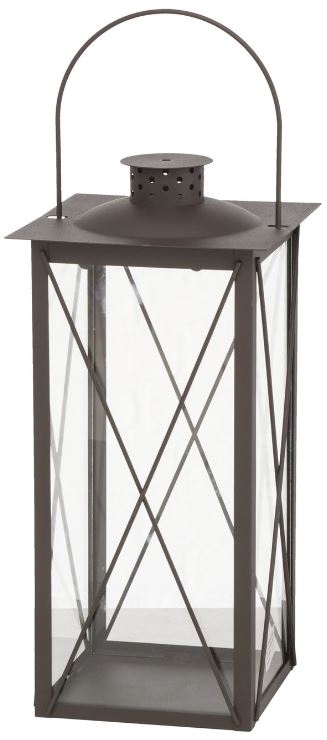 FAROL LATERNA SVECEI IEKŠTELPĀM H36CM, 17X17CM, BRŪNA, METĀLS/STIKLS