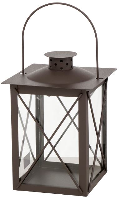 FAROL LATERNA SVECEI IEKŠTELPĀM H20CM, 14X14CM, BRŪNA, METĀLS/STIKLS