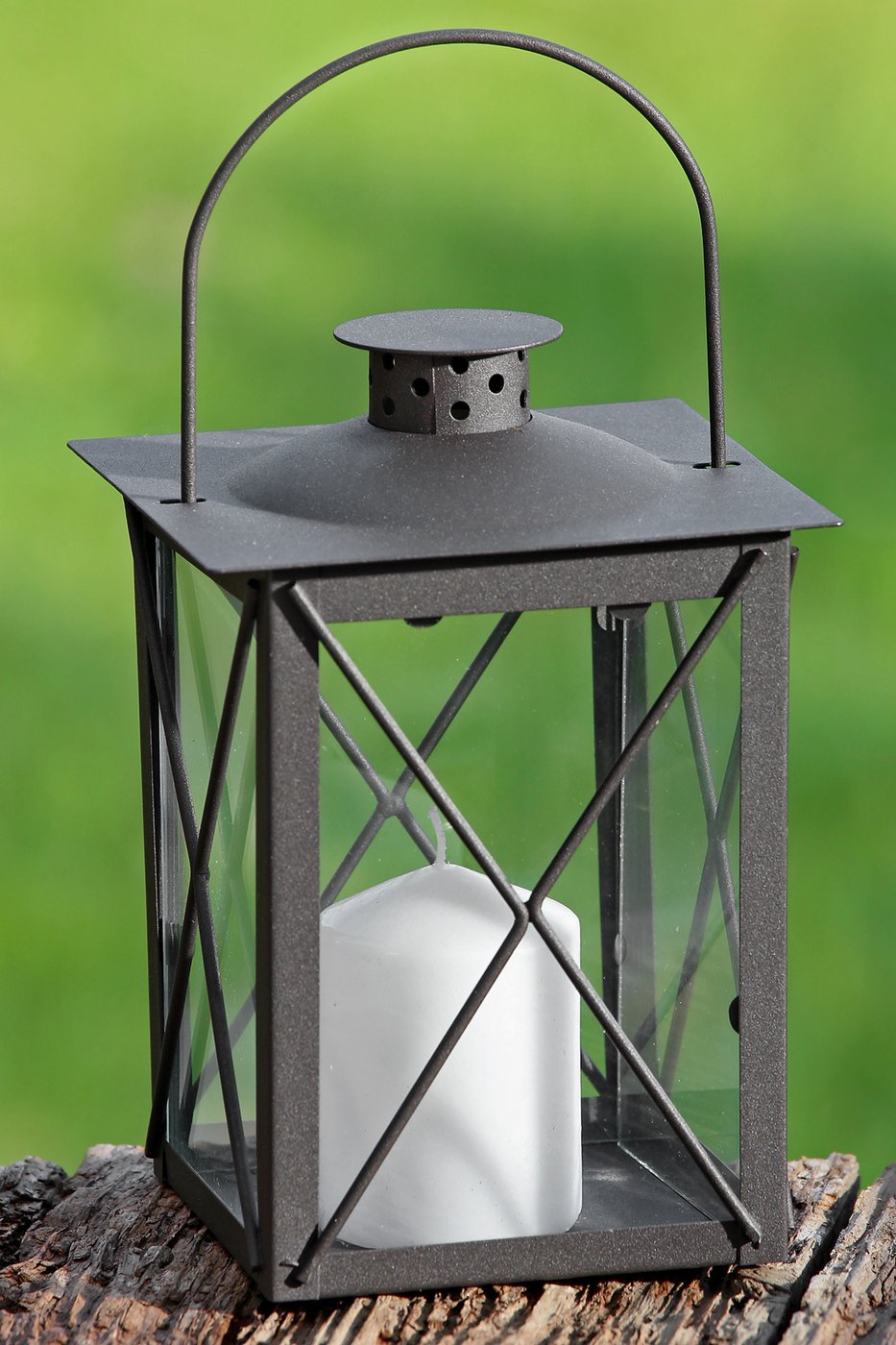 FAROL LATERNA SVECEI IEKŠTELPĀM H20CM, 14X14CM, BRŪNA, METĀLS/STIKLS