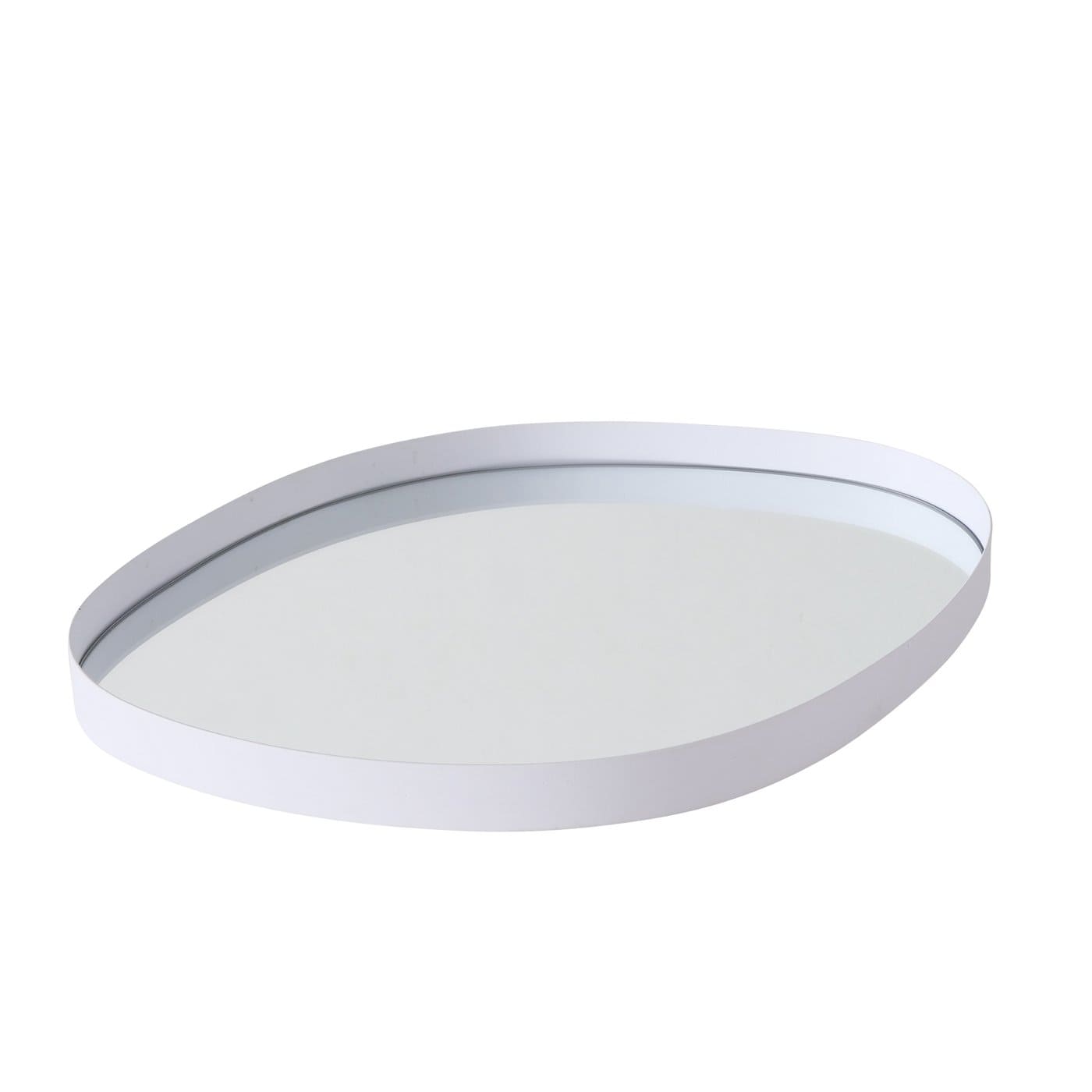 WOLKA DEKORATĪVA PAPLĀTE 23CM, AR SPOGUĻVIRSMU, BALTA, METĀLS/STIKLS (2034240)