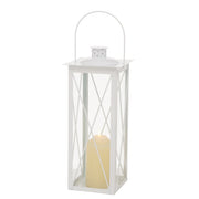 FAROL LATERNA SVECEI IEKŠTELPĀM H35CM, 14X14CM, BALTA, METĀLS/STIKLS