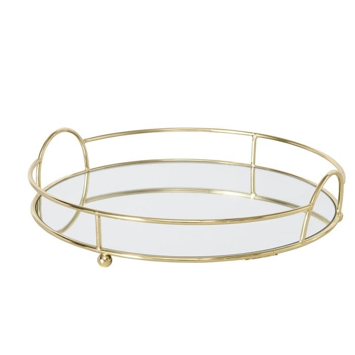 ROMOLO DEKORATĪVA PAPLĀTE 25CM, SPOGUĻVIRSMA/ZELTA KR., METĀLS/STIKLS (2037646)