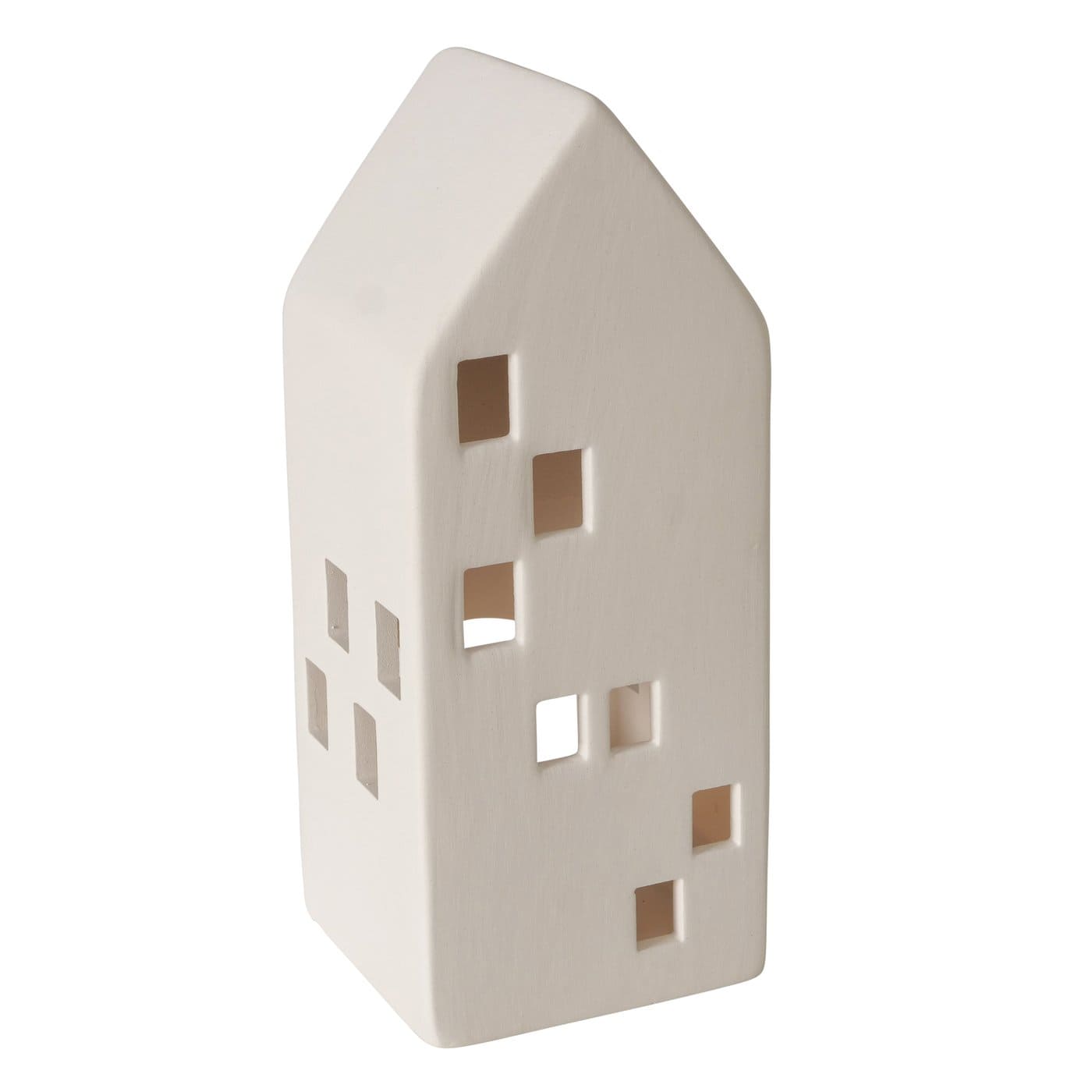 HANS SVEČTURIS MĀJA H18.5CM, BALTA, KERAMIKA (2038466)