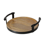 TROY DEKORATĪVĀ PAPLĀTE D27CM, AR METĀLA ROKTURIEM, KOKS (2040388)