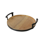 TROY DEKORATĪVĀ PAPLĀTE D35CM, AR METĀLA ROKTURIEM, KOKS (2040388)