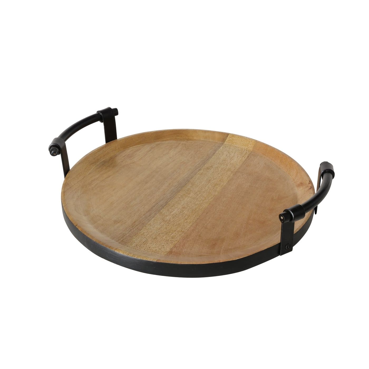 TROY DEKORATĪVĀ PAPLĀTE D35CM, AR METĀLA ROKTURIEM, KOKS (2040388)