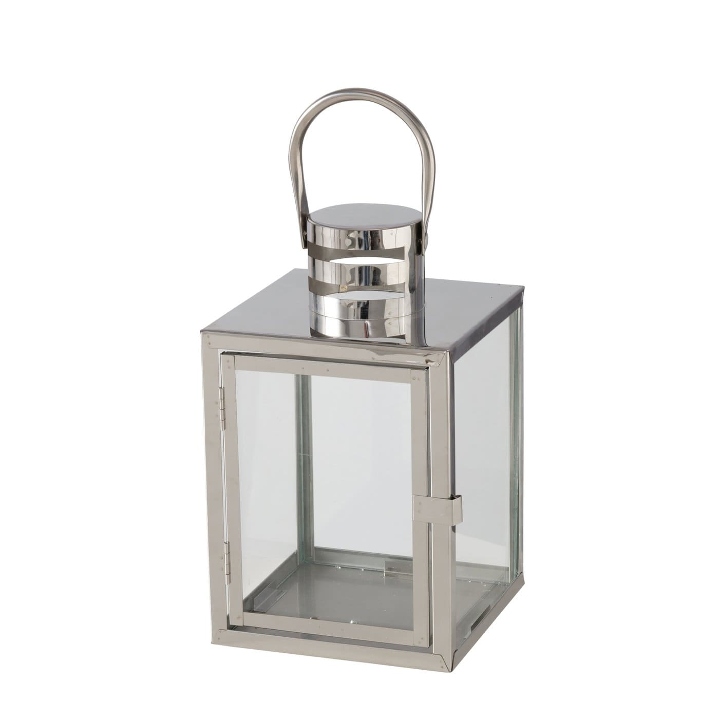 KIRUNA LATERNA AR ROKTURI H24CM, 14X14CM, SUDRABA KR., DZELZS PULVERA PĀRKLĀJUMS (2049901)