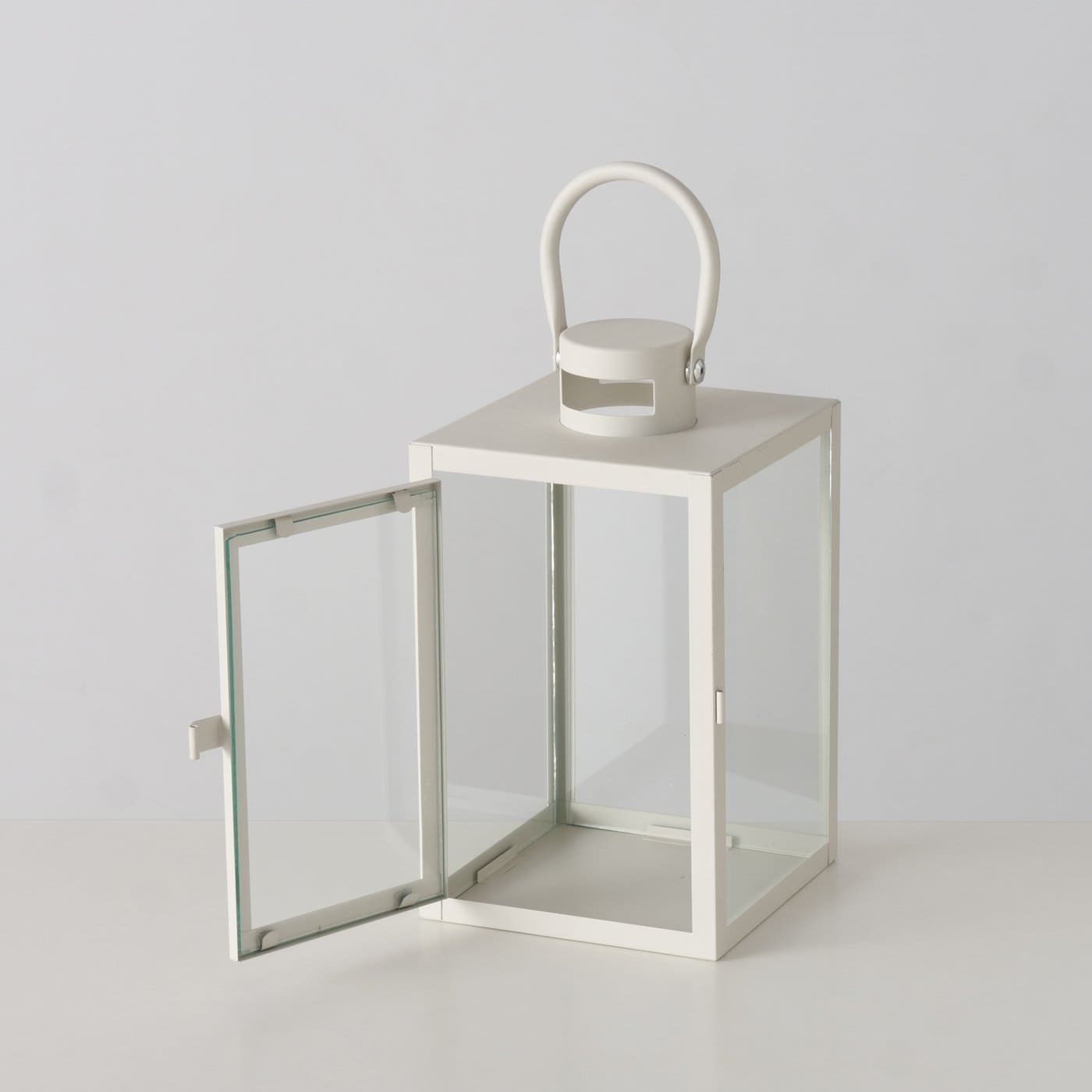ARANA SVEČTURIS-LATERNA H23.8CM/11.5X14.5CM, BALTS, METĀLS/STIKLS (2054960)