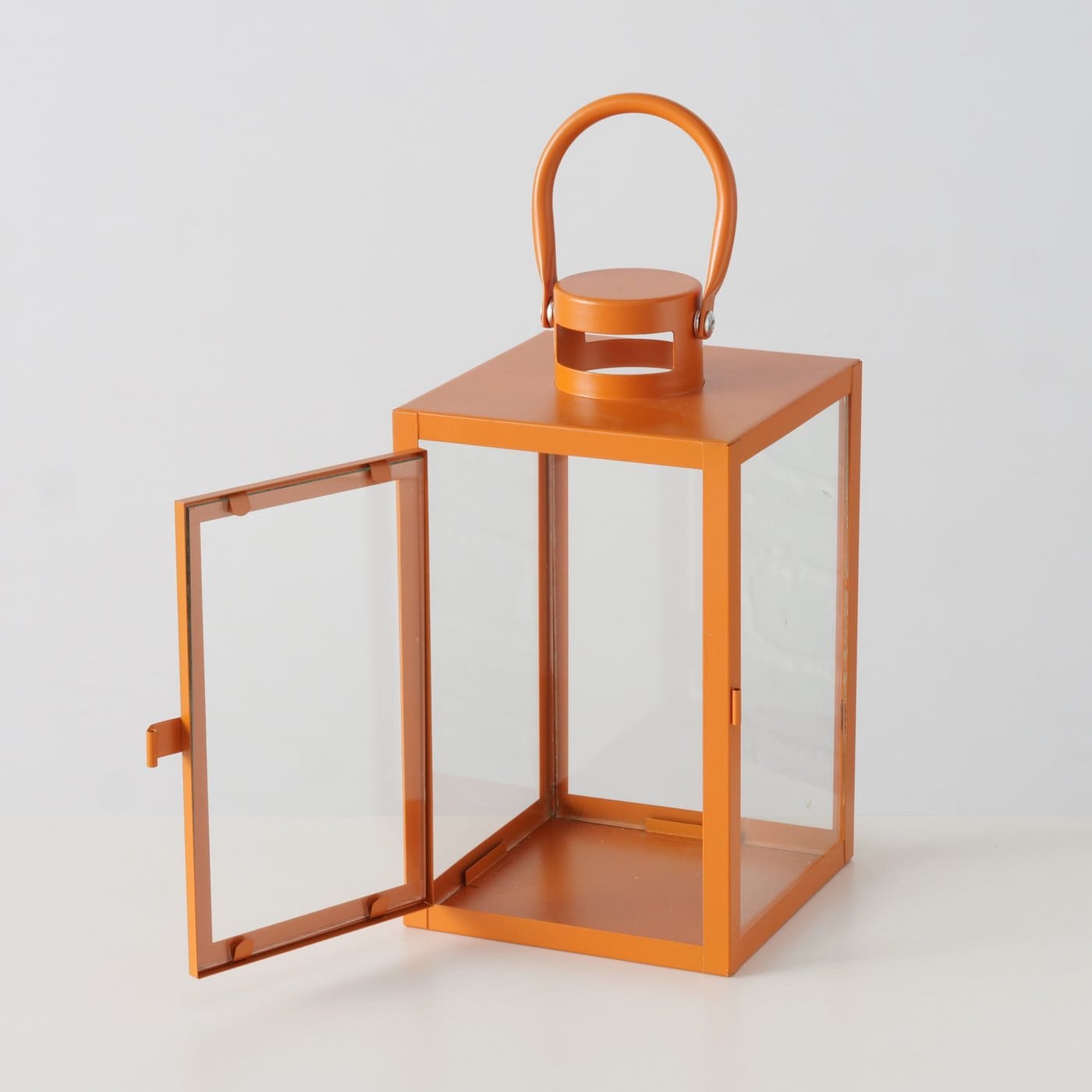 ARANA SVEČTURIS-LATERNA H18.2CM/11.5X11.5CM, ORANŽS, METĀLS/STIKLS (2054963)