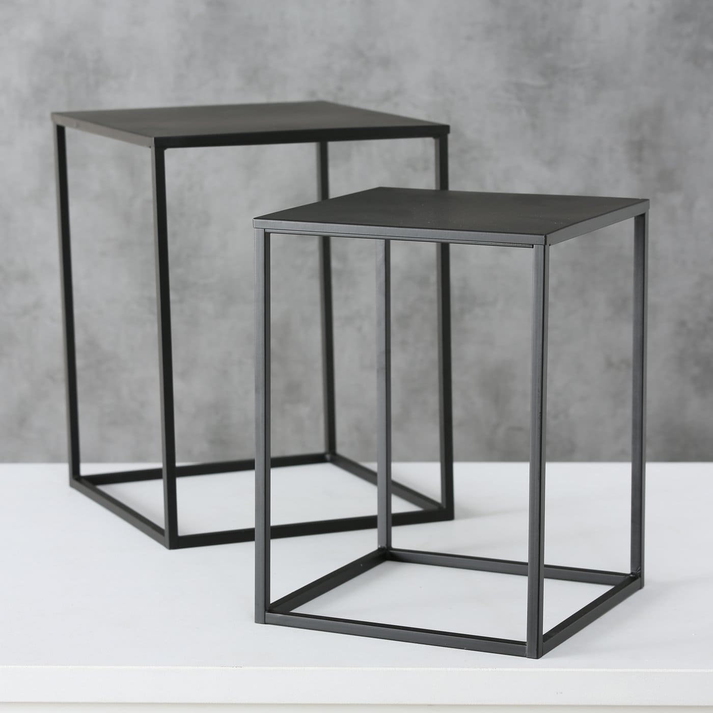 DUO GALDIŅŠ 35X35X45CM, MELNS, METĀLS (1016038)