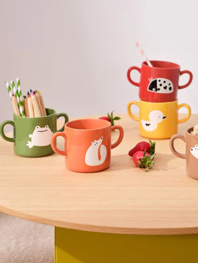 KIDS DUCK KRŪZE 250ML, AR DIVĀM OSIŅĀM, DZELTENA, PORCELĀNS