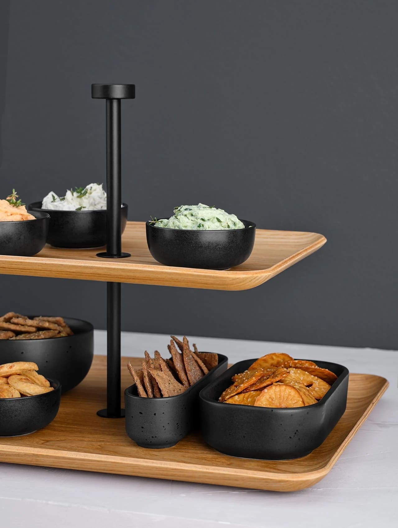 WOOD ETAŽIERIS, KVADRĀTS, 2-STĀVI, H25CM, VĪTOLS