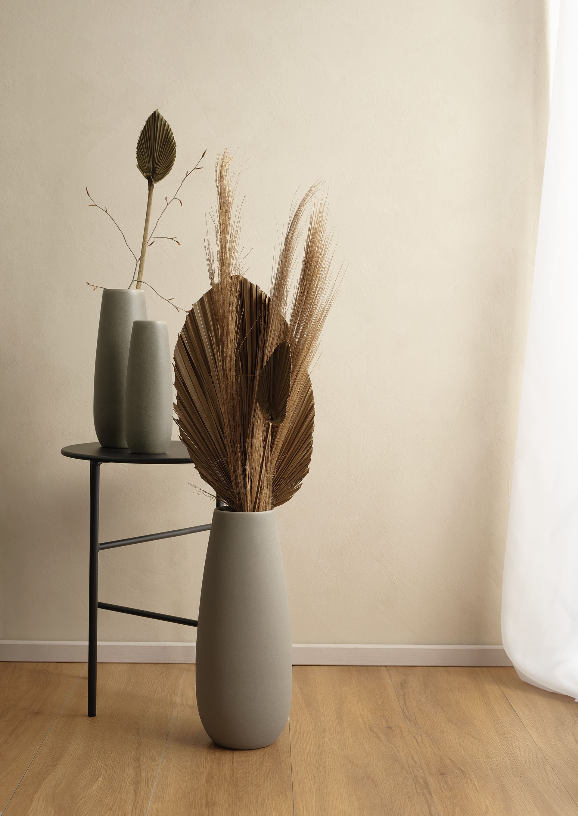 ASE VĀZE D8CM, H32CM, BRŪNA, MATĒTA, PORCELĀNS