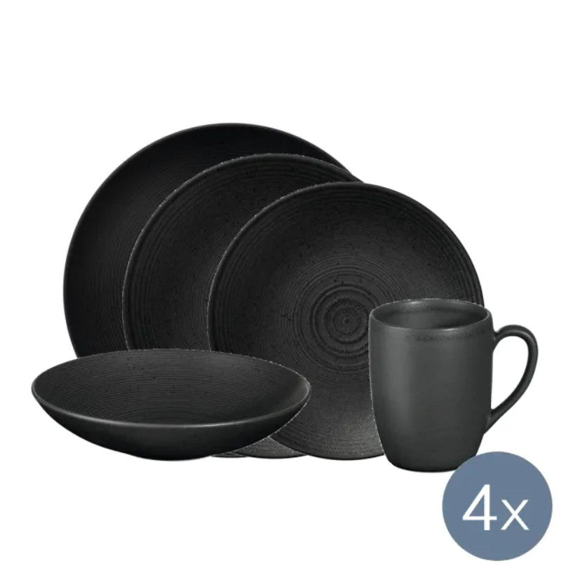 BELLA VISTA BLACK PUSDIENU SERVĪZE 4PERS., 20PIED., MELNA, KERAMIKA