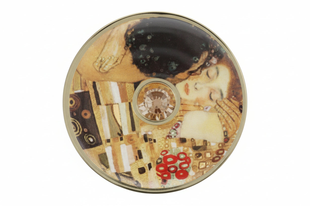 KLIMT PIESPRAUDE THE KISS 5CM, PORCELĀNS, VARŠ, SVAROVSKI KRISTĀLS