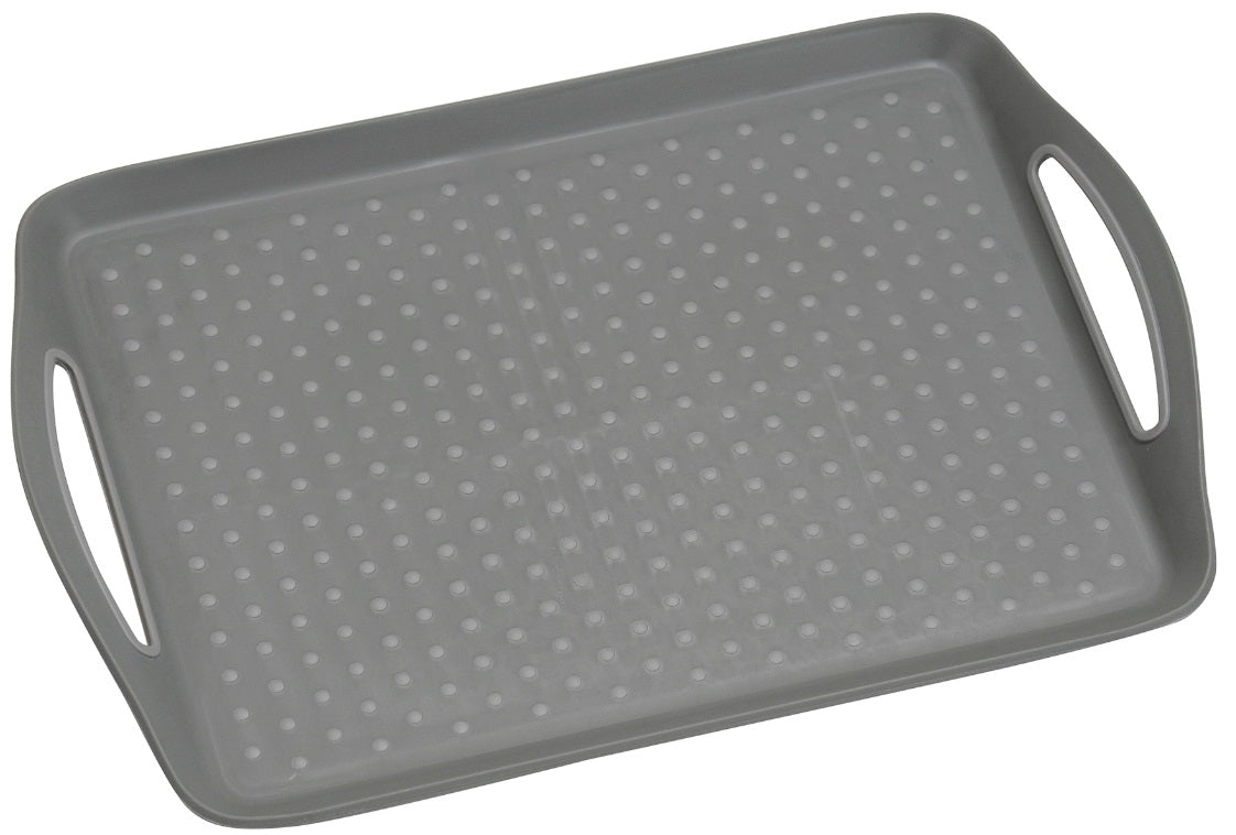 SERVĒJAMĀ PAPLĀTE AR NESLĪDOŠIEM PUNKTIEM, 45x32x4.5CM, PELĒKA, PLASTMASAS