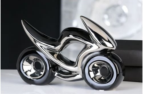 RACE DEKORATĪVA FIGŪRA 23X15.5CM, MOTOCIKLS, SUDRABA KR./MELNA, KERAMIKA