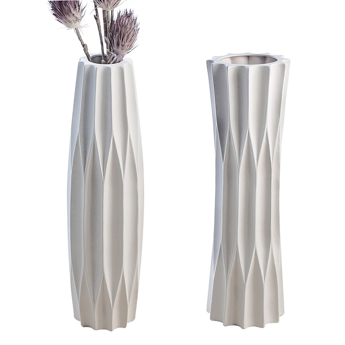 TAGLIO VĀZE H46CM/D13.5CM 2 VEIDI, BALTA, KERAMIKA