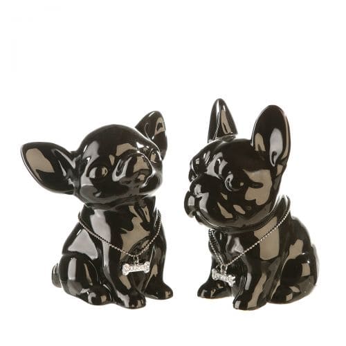 MINI DOG KRĀJKASE 10X13CM 2 VEIDI, MELNA, KERAMIKA