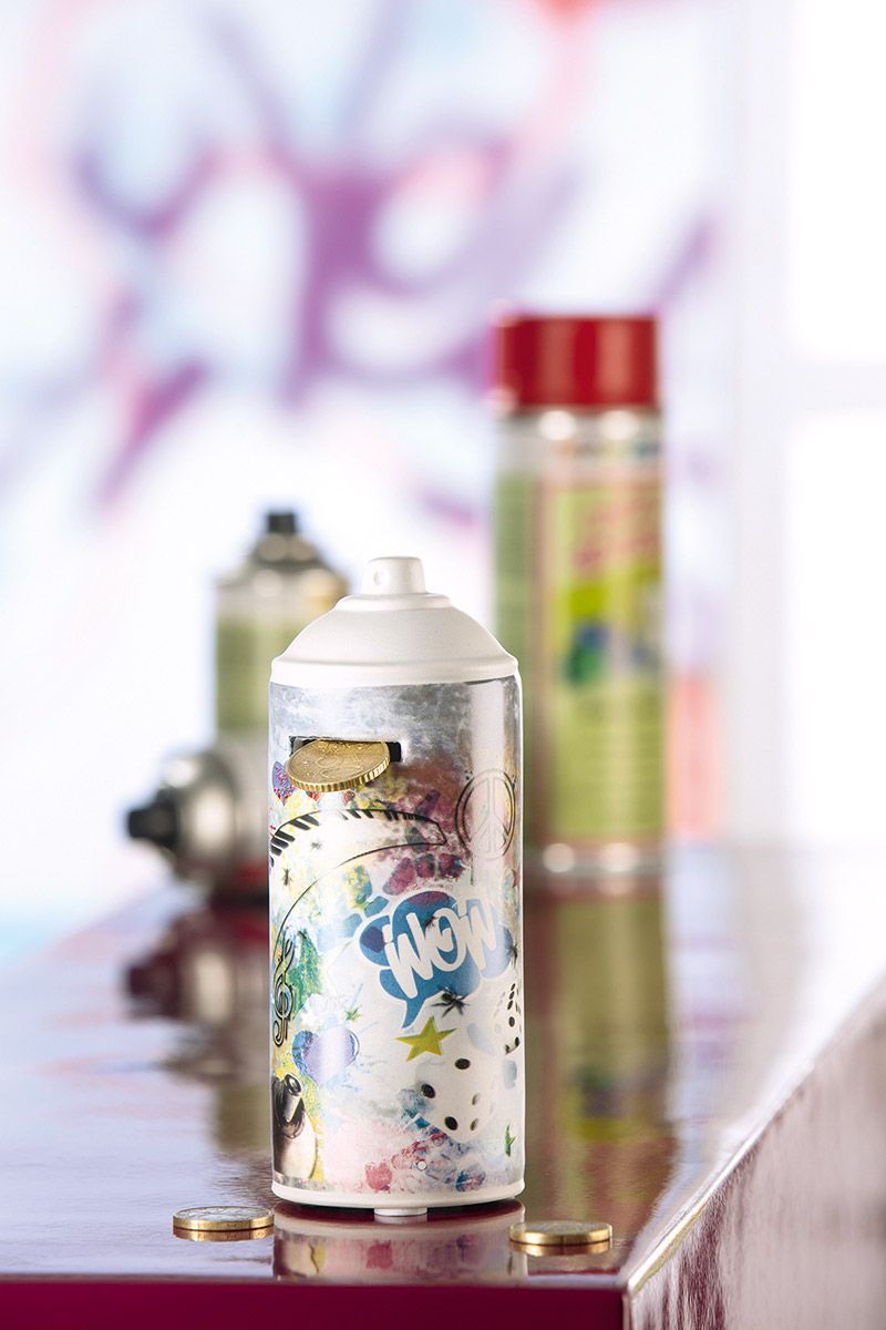 STREET ART SPRAY KRĀJKASE H15CM, KRĀSAINA, PORCELĀNS