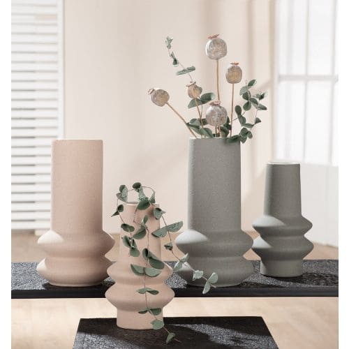 RADON VĀZE H19.5CM 2 VEIDI, ROZĀ/PELĒKA, KERAMIKA