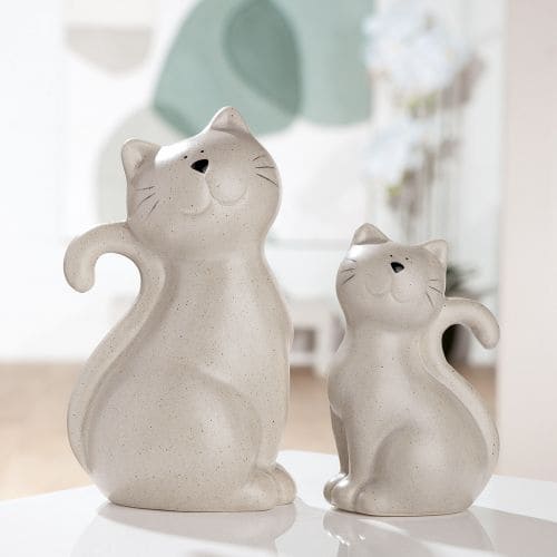CASIMIR CAT DEKORATĪVĀS FIGŪRIŅAS H12CM 2GAB, BĒŠAS, KERAMIKA