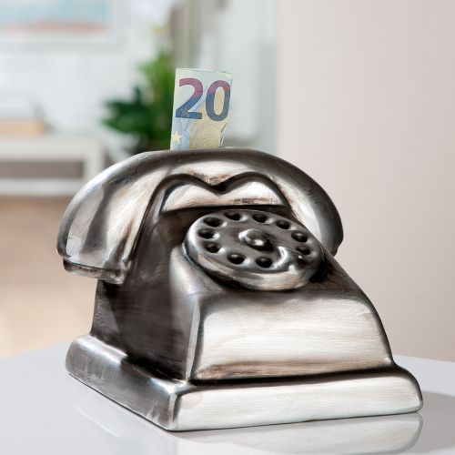 TELEPHONE KRĀJKASE 12X12.5X9.5CM, VECINĀTA SUDRABA KR., KERAMIKA