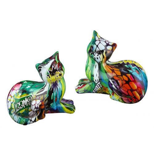 STREET ART FIGŪRAS - GRAFFITI KAĶI 8X16X13CM 2 GAB, KRĀSAINI, POLIREZĪNS