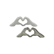 HAND HEART DEKORATĪVA FIGŪRA 11X31CM 2 VEIDI, SUDRABA KR./BALTA, KERAMIKA
