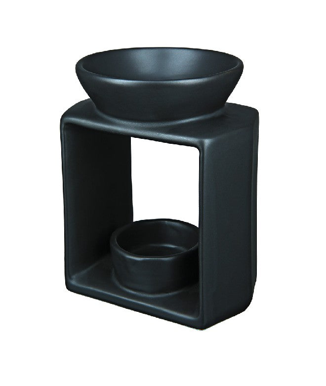 SVEČTURIS TĒJASSVECEI H12.5/W10.5/L8CM, 2 VEIDI, MELNS/BALTS, KERAMIKA
