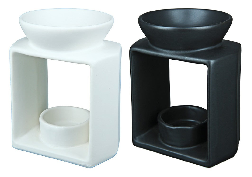 SVEČTURIS TĒJASSVECEI H12.5/W10.5/L8CM, 2 VEIDI, MELNS/BALTS, KERAMIKA