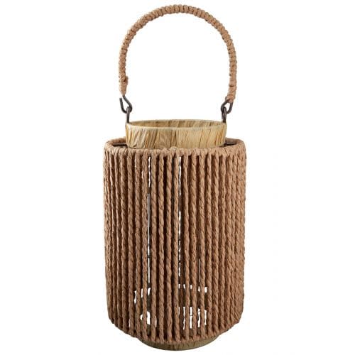 LODRET SVEČTURIS-LATERNA H24CM, BRŪNS, METĀLS/PAPĪRS