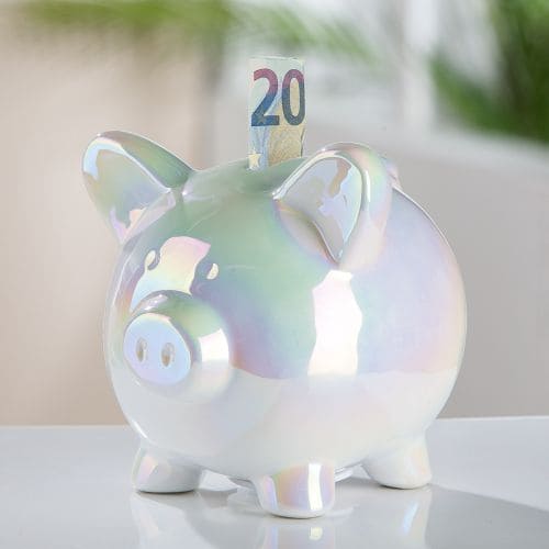 PERLA PIG KRĀJKASĪTE 11.5X12CM, BALTA PERLAMUTRA KR., KERAMIKA