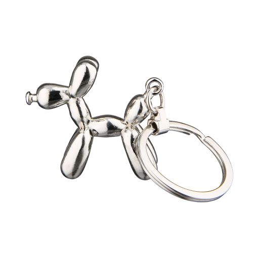 BALLOON DOG ATSLĒGU PIEKARIŅŠ H8.5CM, SUDRABA KR., METĀLS