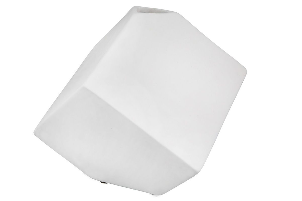 CUBE VĀZE 18X18X17.5CM, BALTA, KERAMIKA