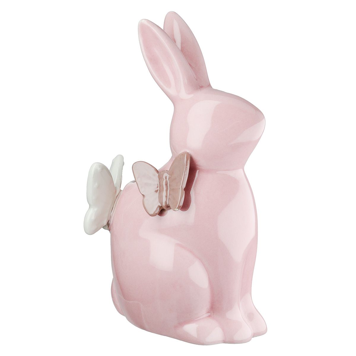 AURELIA DEKORS ZAĶIS AR TAURIŅIEM H17.5CM, ROZĀ, PORCELĀNS