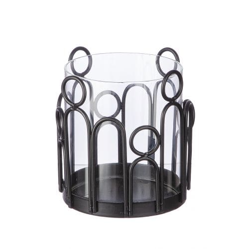 REMO SVEČTURIS D10CM, H11CM, MELNS, METĀLS/STIKLS