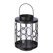 REMO SVEČTURIS-LATERNA D16CM, H22.5CM, MELNS, METĀLS/STIKLS