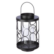 REMO SVEČTURIS-LATERNA D16CM, H25.5CM, MELNS, METĀLS/STIKLS