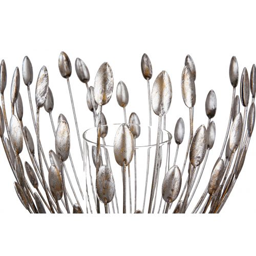 TREVI SVEČTURIS H27CM/D30CM, LAPU MOTĪVS, SUDRABA KR., METĀLS
