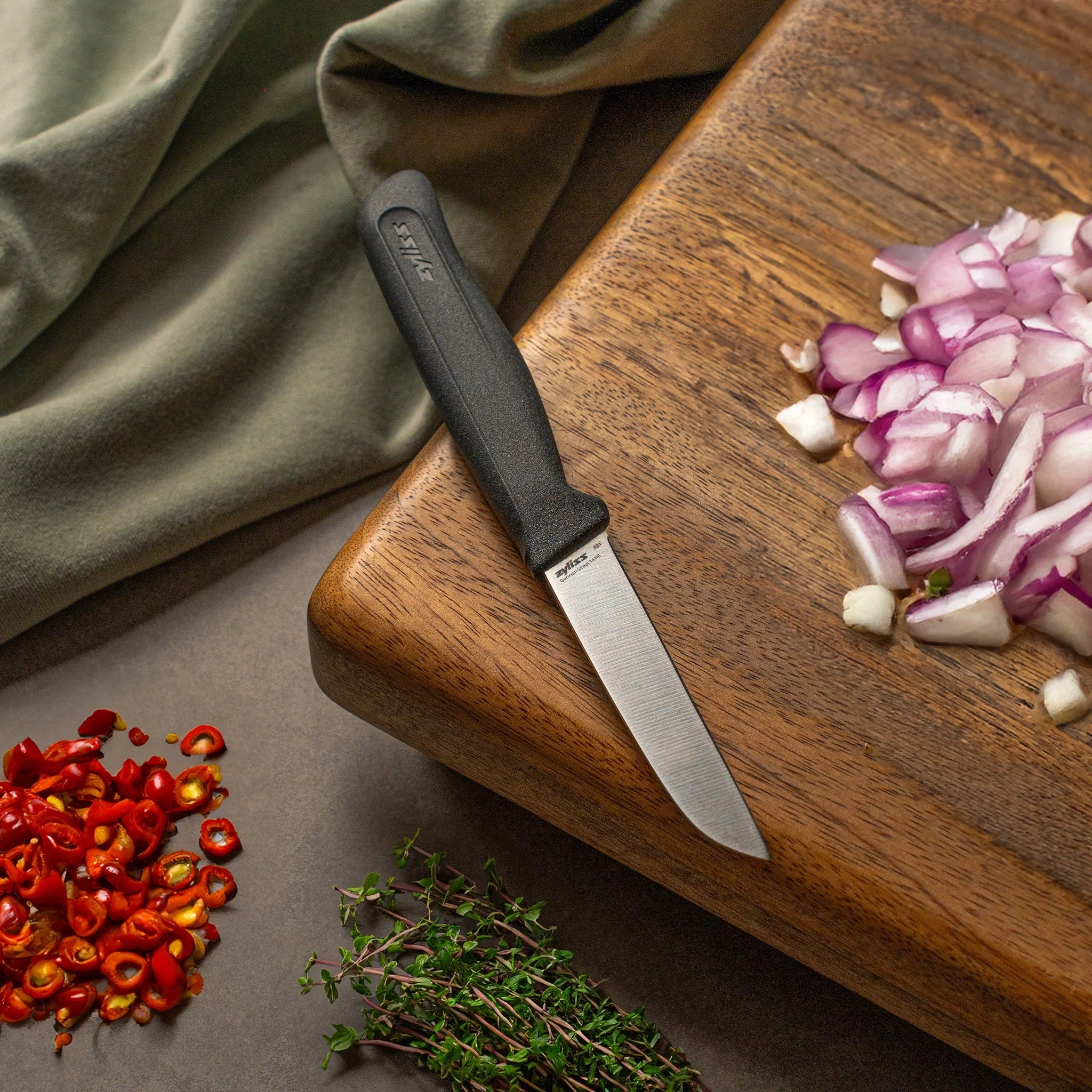 ZYLISS VEGETABLE CUTTING KNIFE 9CM, RECYCLED STRAW PLASTIC/STAINLESS STEEL