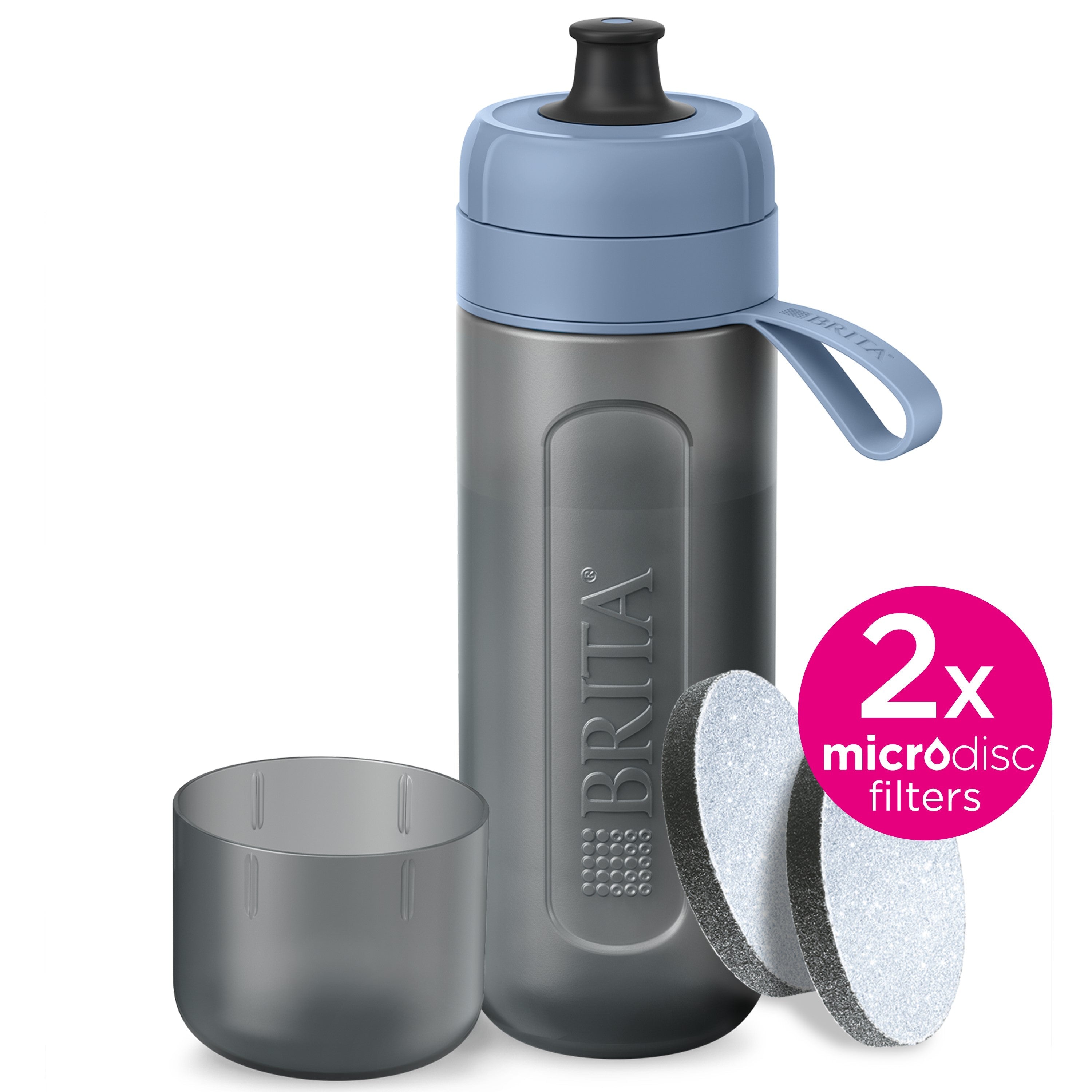 ACTIVE ŪDENS PUDELE AR FILTRU 600ML,  GAIŠI ZILA
