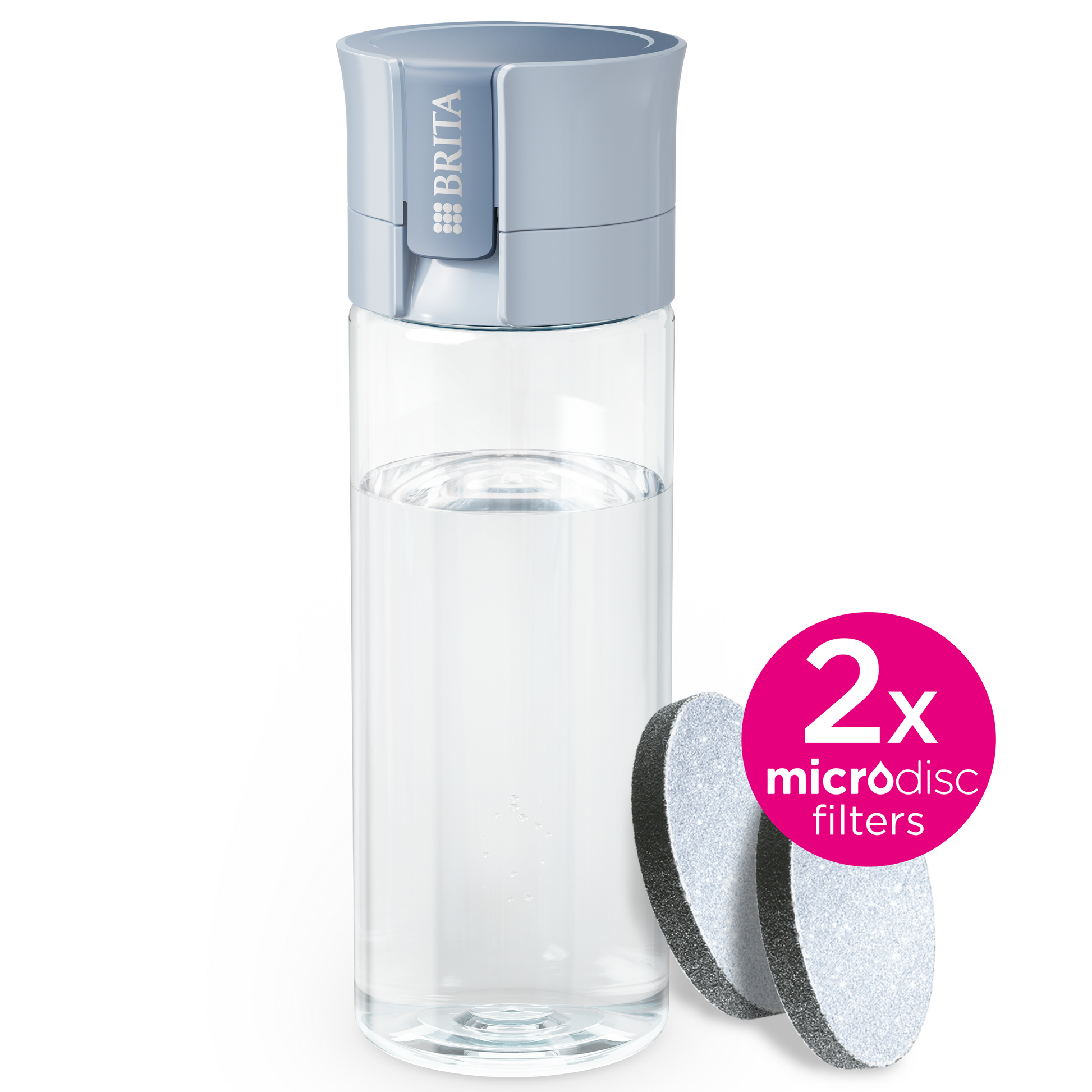 VITAL ŪDENS PUDELE AR FILTRU 600ML, GAIŠI ZILA